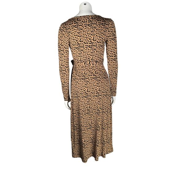 New Good American Wrap Dress Women's Size 1 Small Leopard Print Long Sleeve - Picture 2 of 8